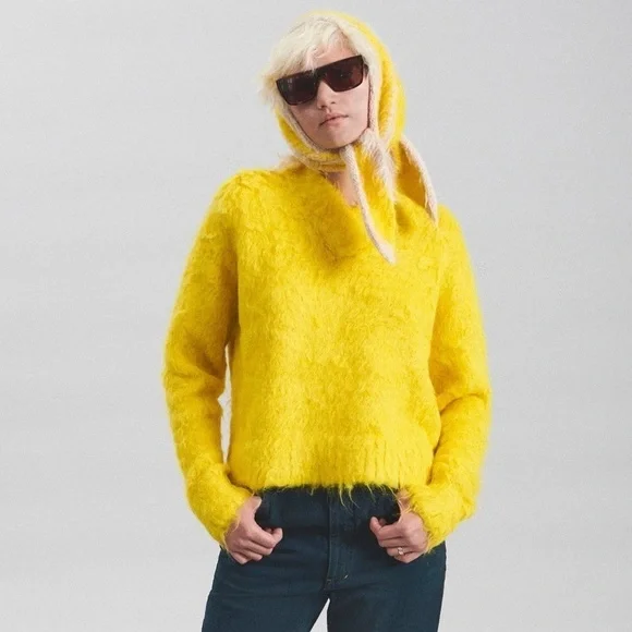 Rachel Comey Camini boxy alpaca merino wool sweater citron yellow size medium - Picture 1 of 8